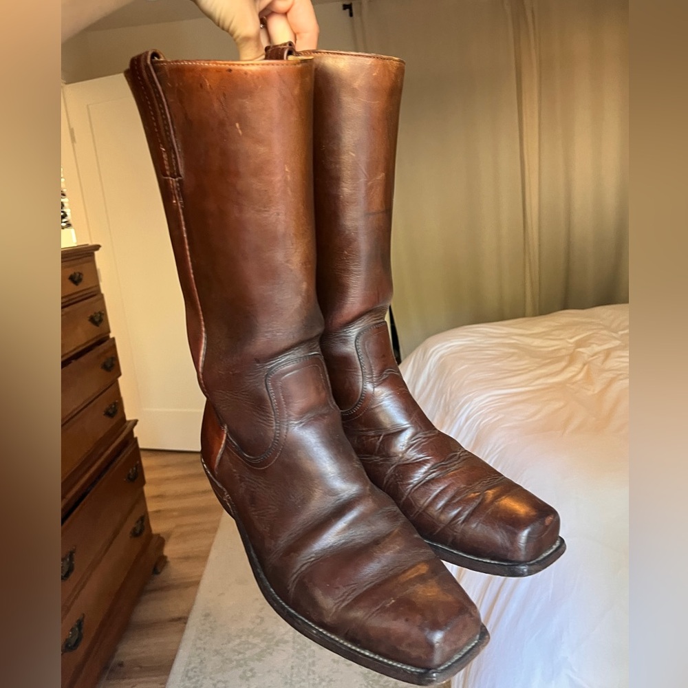Frye Men's Vintage Brown Western Boots style 2175 Made in USA